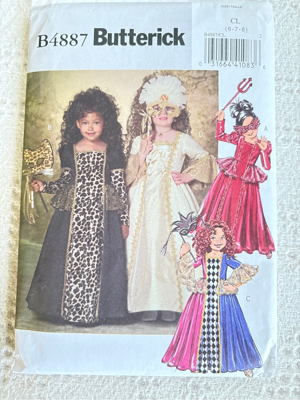 Butterick Pattern B4887 CL for Girl’s Masquerade Costumes
